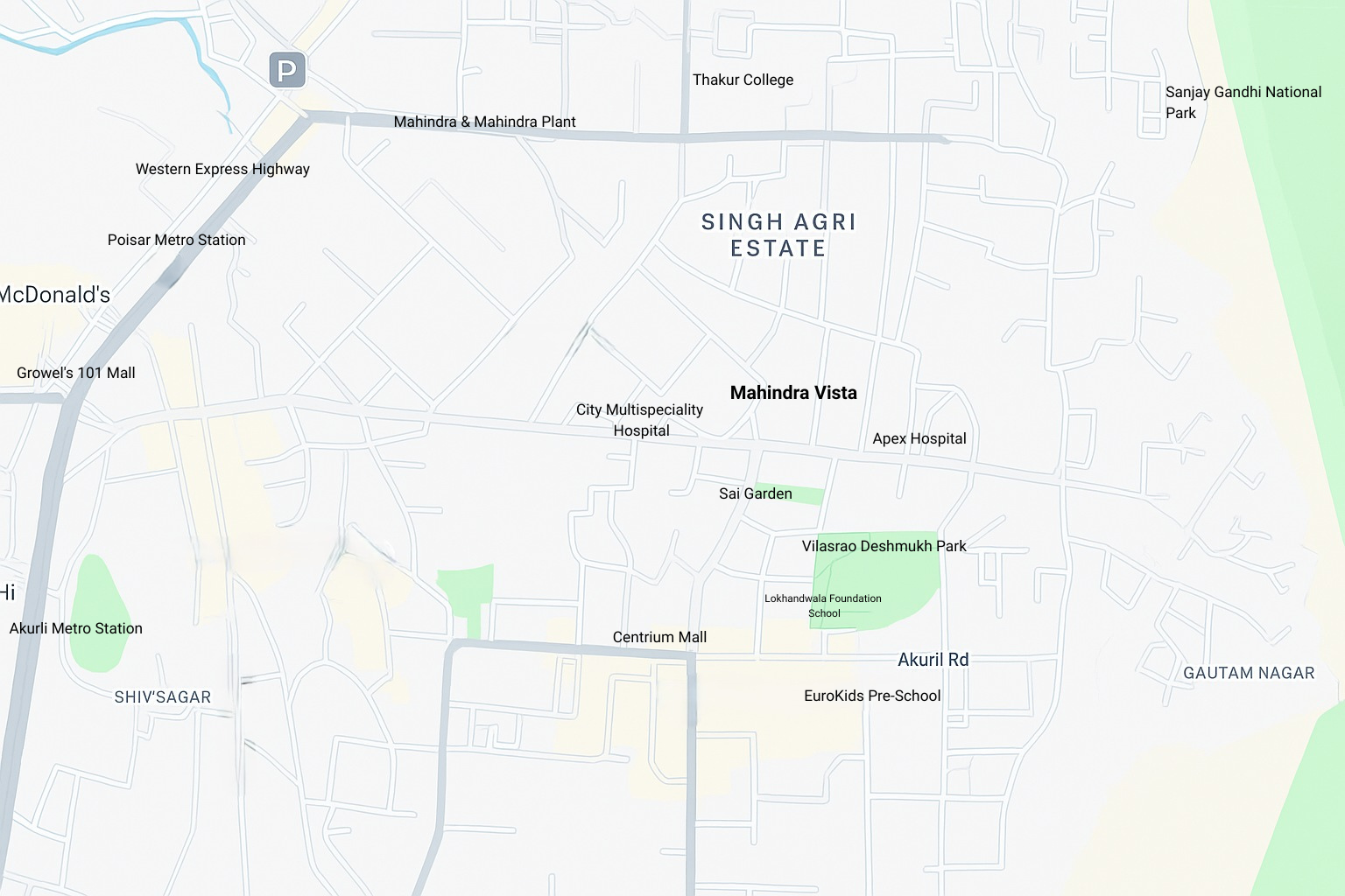 Mahindra Vista Location Map