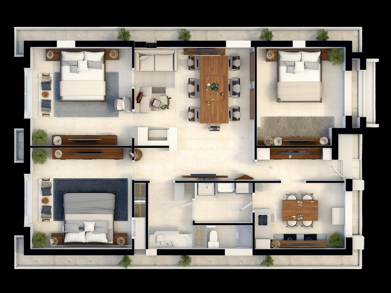 3 BHK+ Floor Plan