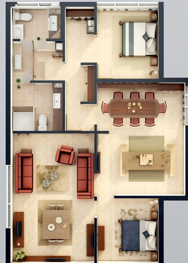 2 BHK Floor Plan