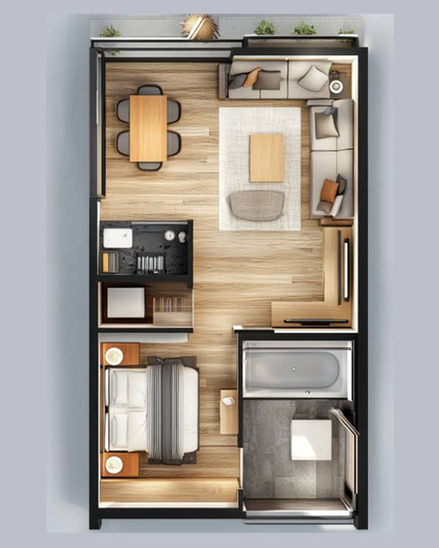 1 BHK Floor Plan