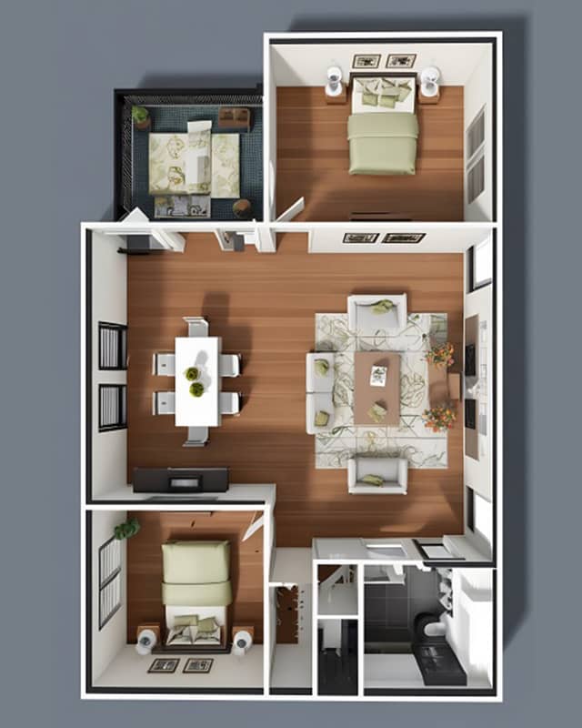 2 BHK Floor Plan